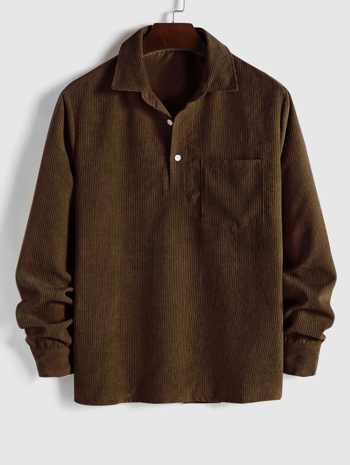 Joakim | Half Button Corduroy Langermet Skjorte